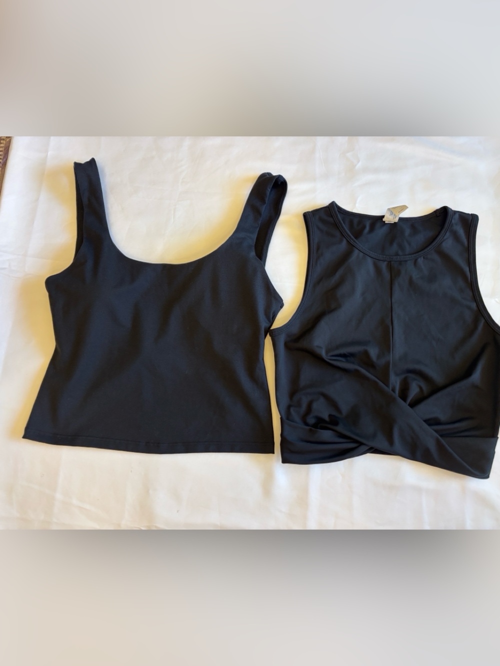 Fabletics Twist Open Back Crop Top + Black Athletic Tank Bundle